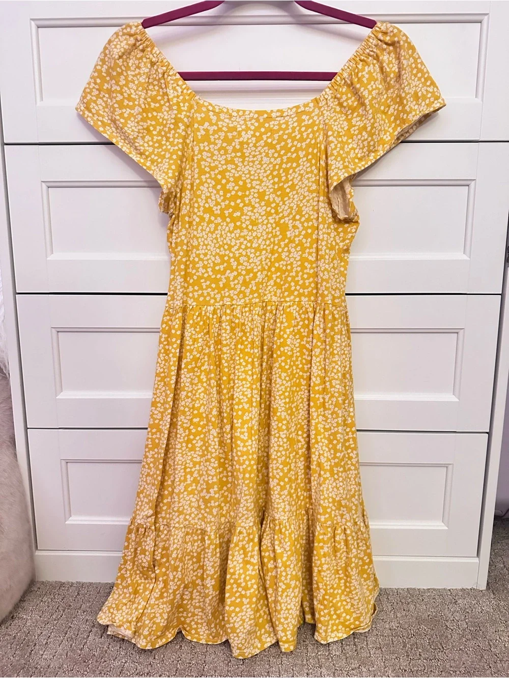 Melrose and Market Yellow Ditsy Floral Ruffle Mini Dress
